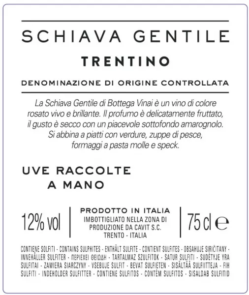 Bottega Vinai Schiava Gentile Trentino DOC 2022 | Svinando